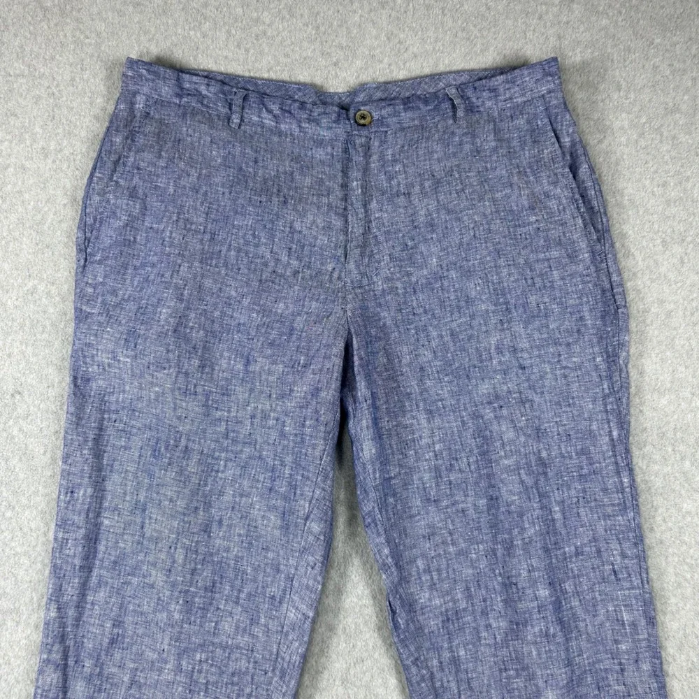 Tasso Elba pants men's 36x32 100 linen  summer resort luxury blue